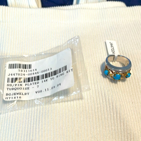 NWT JTV Sterling silver ring with gold & turquoise - Picture 1 of 3